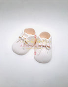 Gum Paste Baby Boy White Shoes with Laces Cake Topper