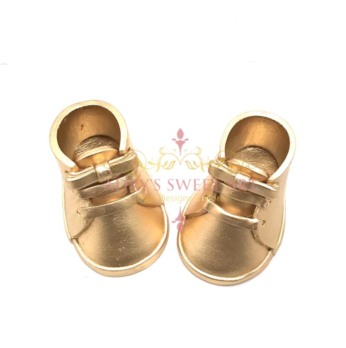 Gum Paste Gold Baby Boots with Laces Cake Topper