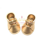 Gold Baby Boots with Laces Gum Paste Cake Topper