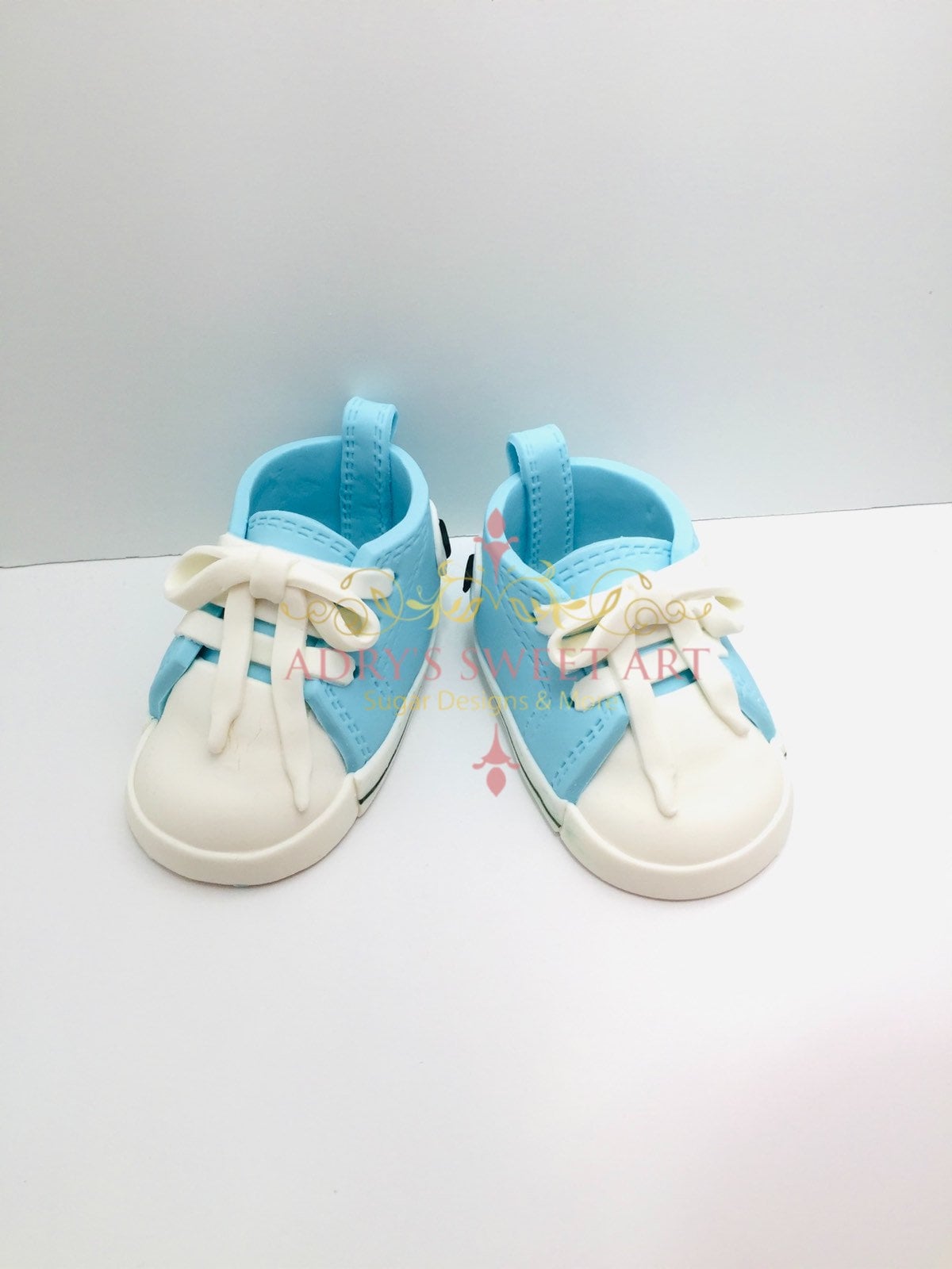 Gum Paste Baby Boy Sneakers Cake Topper