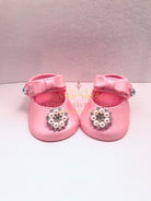 Gum Paste Baby Girl Shoes With Rhinestones Flower Cake Topper