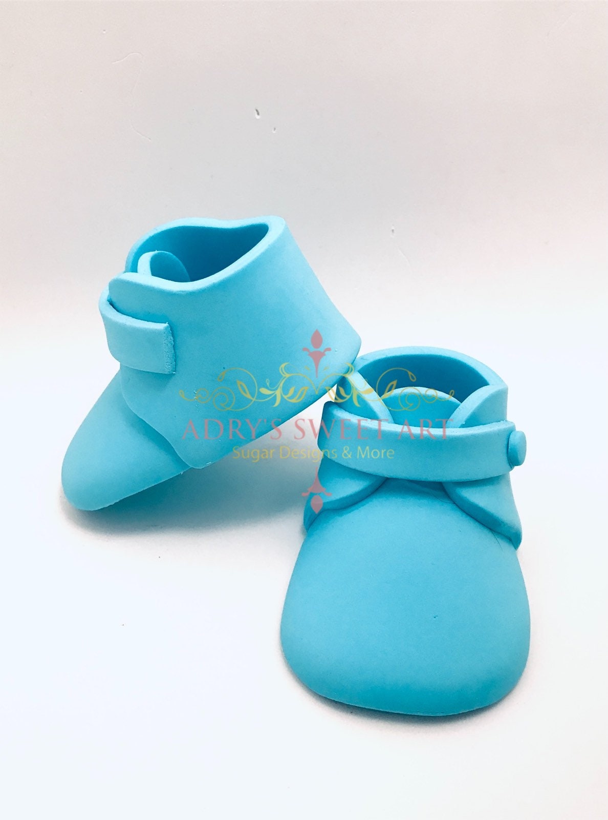 Blue Baby Boy Boots Gum Paste Cake Topper