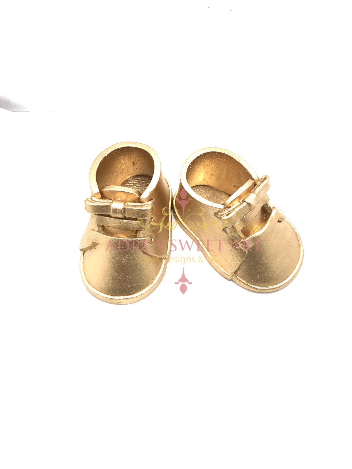 Gum Paste Gold Baby Boots with Laces Cake Topper