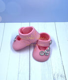 Pink Baby Shoes with Flowers Gum Paste Cake Topper