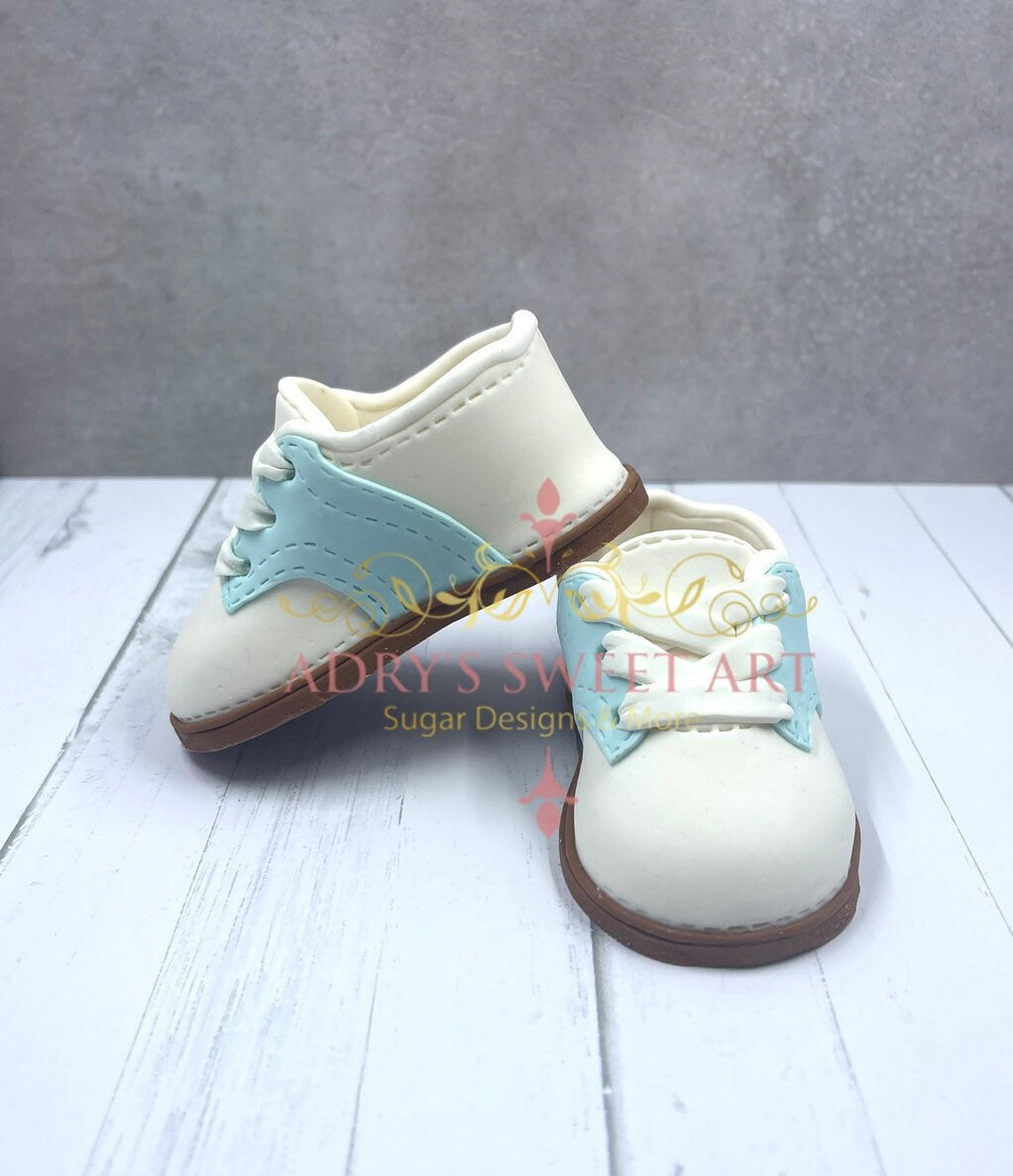 Gum Paste Baby Boy Golf Shoes Cake Topper