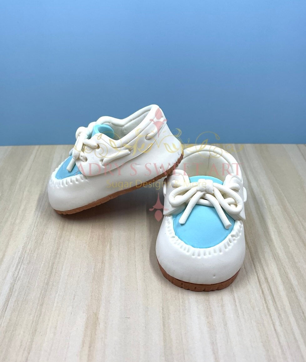 Gum Paste Baby Boy Boat Shoes Cake Topper