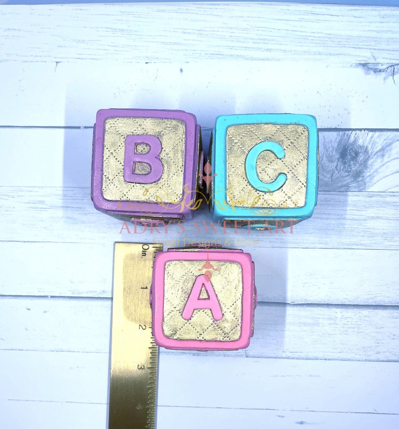 Gum Paste Baby Blocks Cake Topper