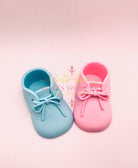 Gum Paste Baby Gender Reveal/ Twins Shoes with Laces Cake Topper