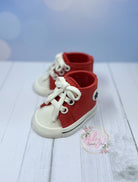 Gum Paste Red Baby Boy Sneakers Cake Topper