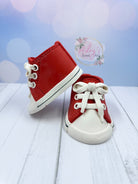 Gum Paste Red Baby Boy Sneakers Cake Topper