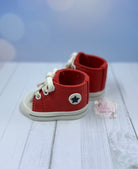 Gum Paste Red Baby Boy Sneakers Cake Topper