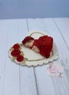 Red Roses & Heart Baby Girl Gum Paste Cake Topper