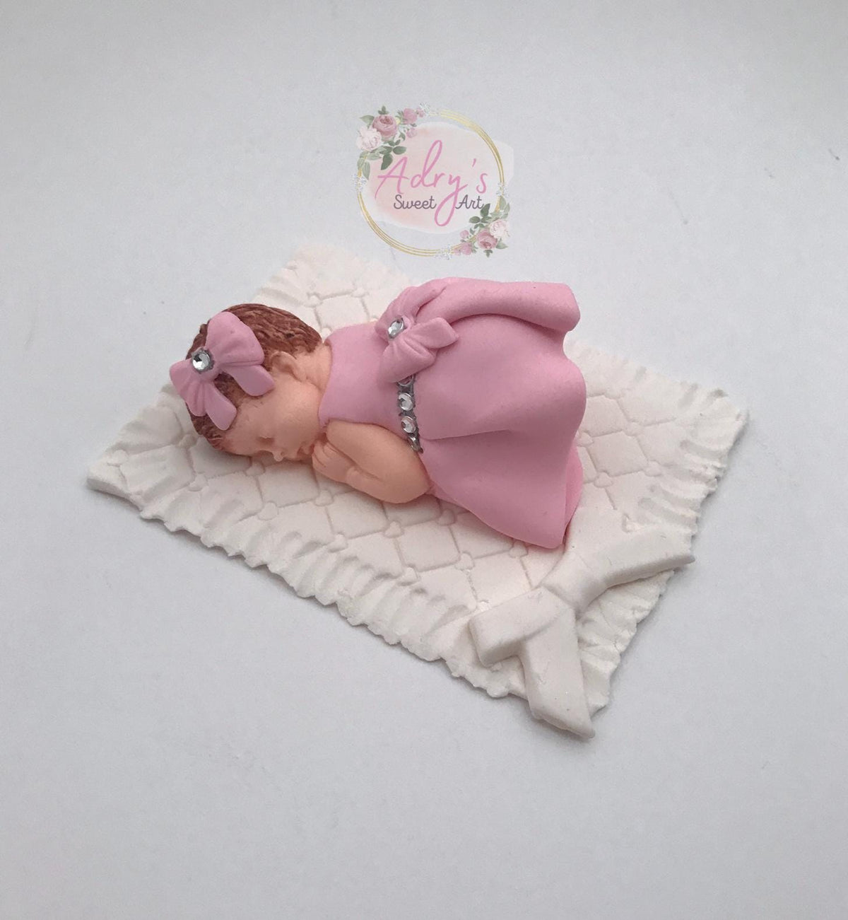 Baby Girl on a Blanket Gum Paste Cake Topper