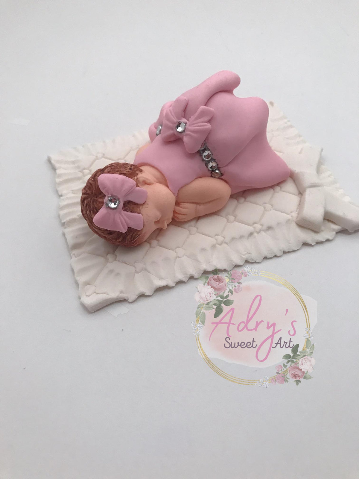 Baby Girl on a Blanket Gum Paste Cake Topper