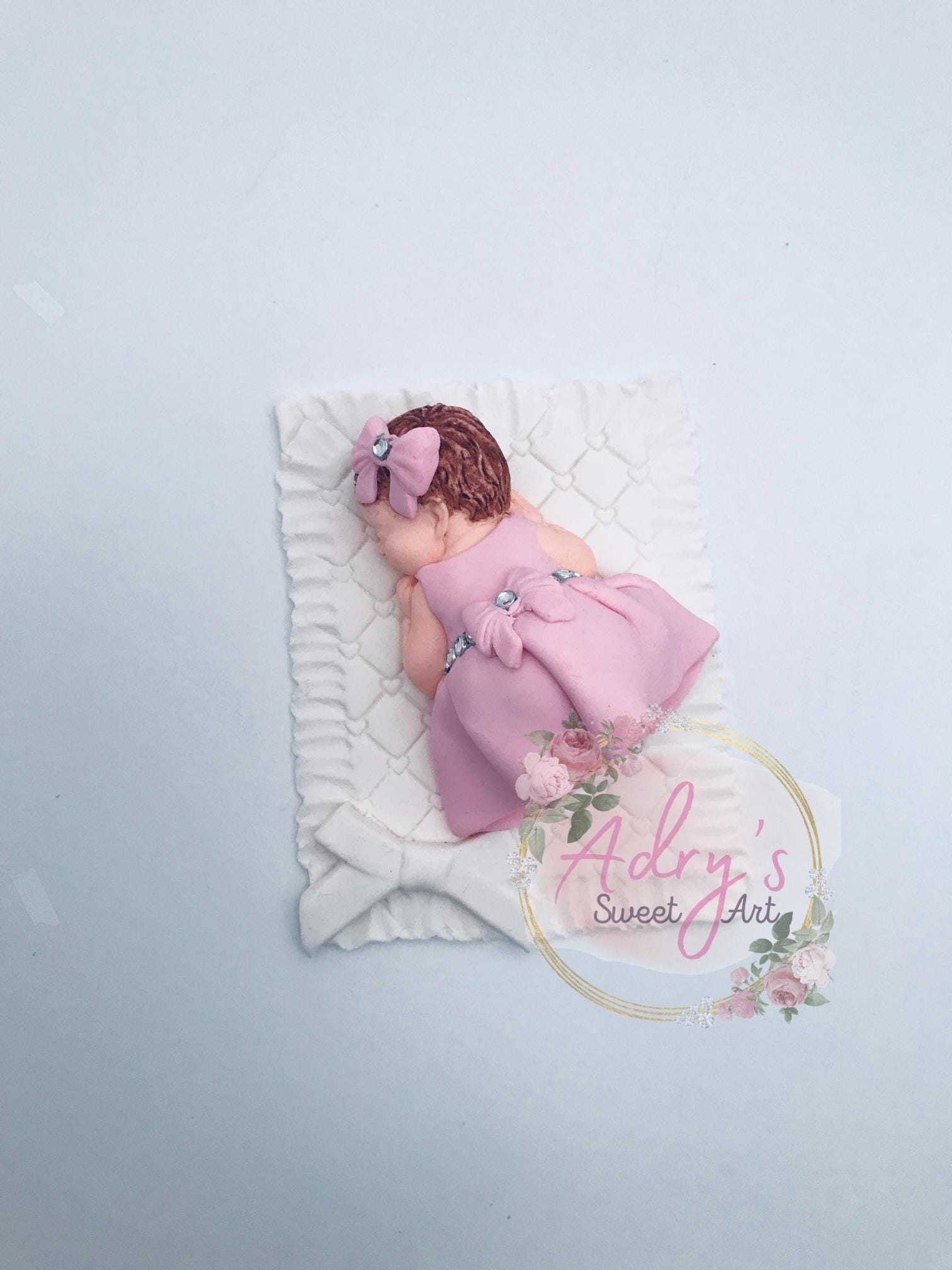 Baby Girl on a Blanket Gum Paste Cake Topper