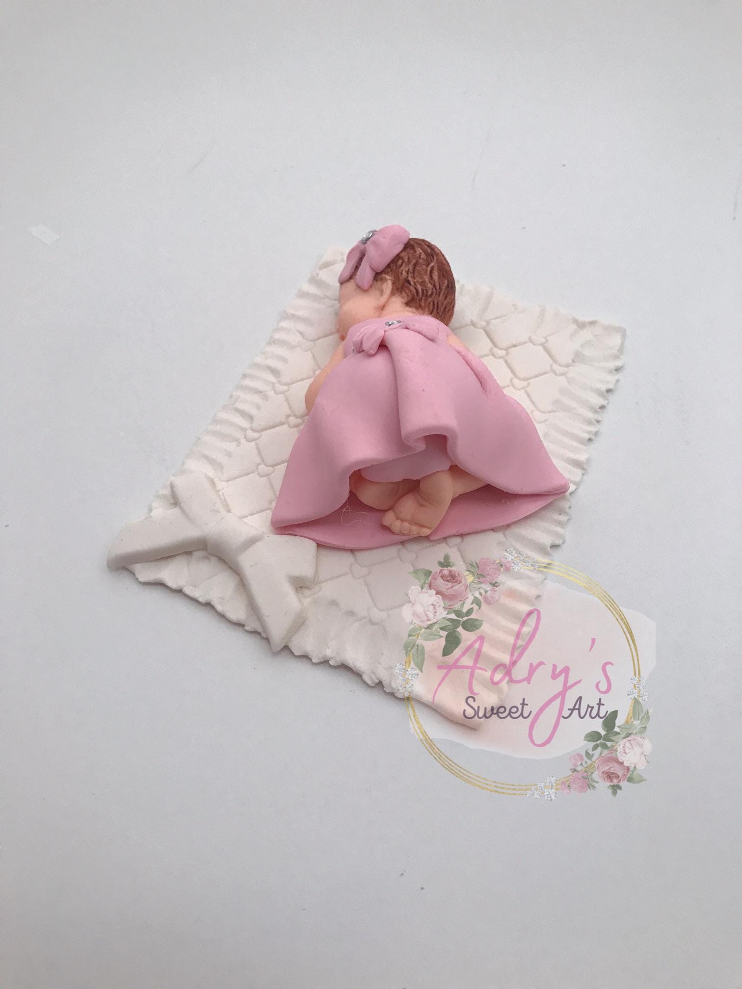 Baby Girl on a Blanket Gum Paste Cake Topper
