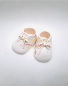 White Baby Shoes with Laces Gum Paste Cake Topper - Adry’s Sweet Art