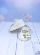 White & Gold Baby Shoes Gum Paste Cake Topper - Adry’s Sweet Art
