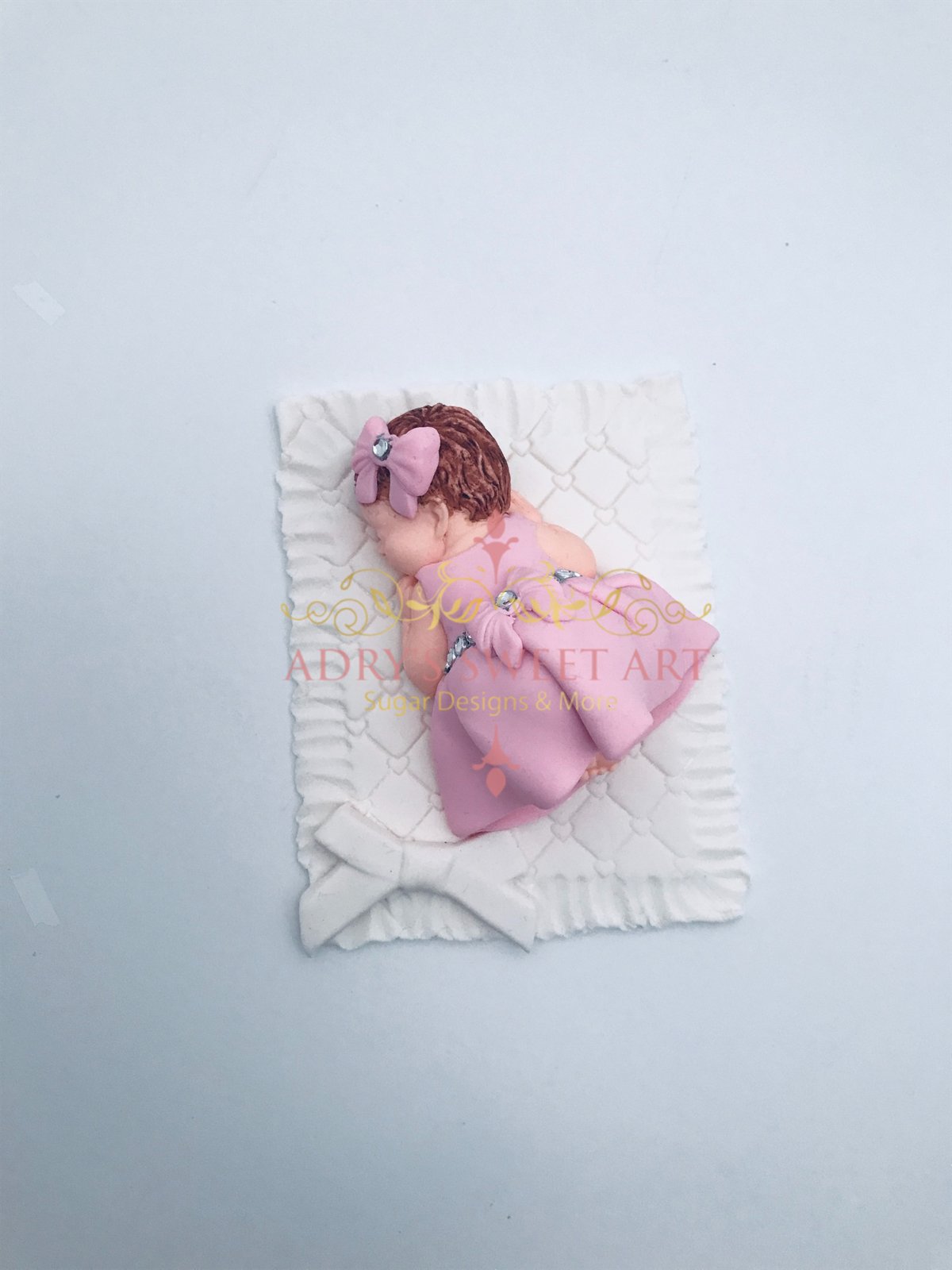 Gum Paste Baby Girl on a Blanket Cake Topper - Adry’s Sweet Art