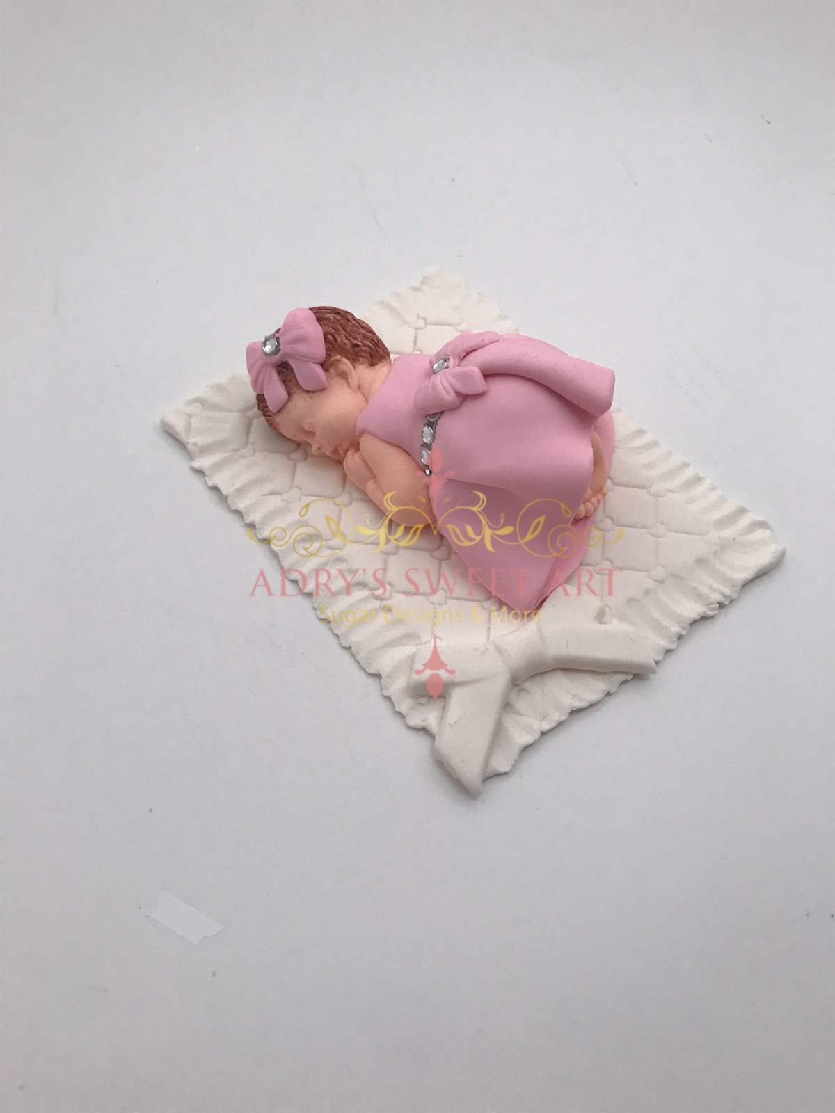 Gum Paste Baby Girl on a Blanket Cake Topper - Adry’s Sweet Art