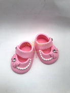 Gum Paste Baby Girl Shoes Pearls and Bow Cake Topper - Adry’s Sweet Art