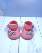 Gum Paste Baby Girl Shoes with Flower Buttons Cake Topper - Adry’s Sweet Art