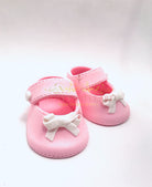 Gum Paste Baby Girl Shoes with White Bow Tie Cake Topper - Adry’s Sweet Art